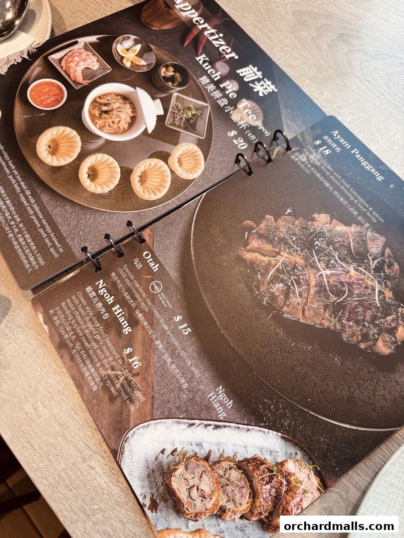 Menu page for Bonding Kitchen Orchard Singapore