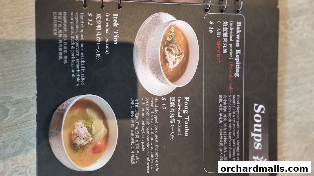 Menu page for Bonding Kitchen Orchard Singapore