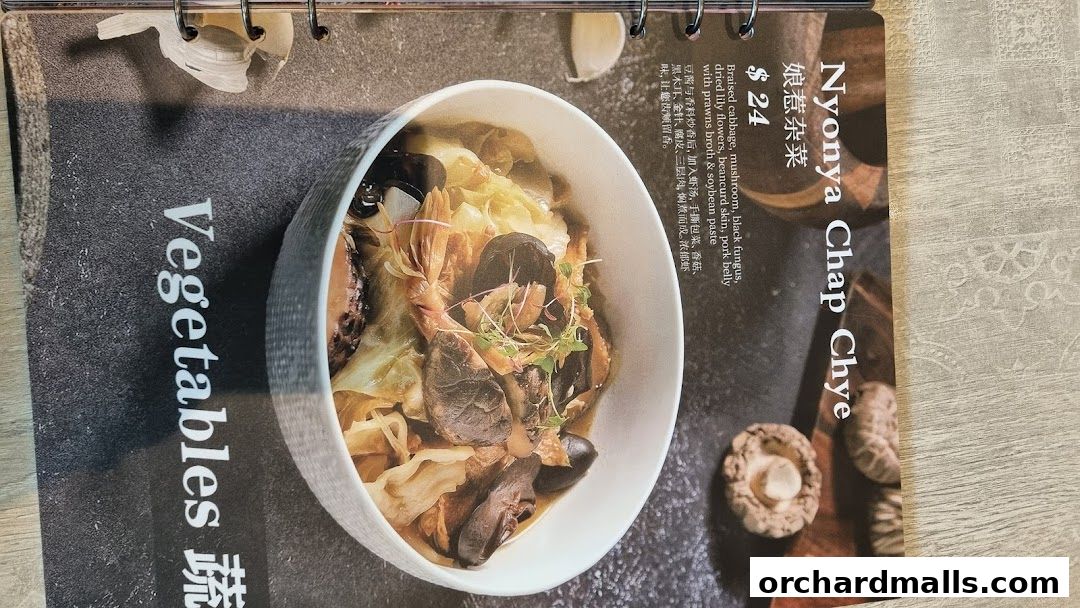 Menu page for Bonding Kitchen Orchard Singapore