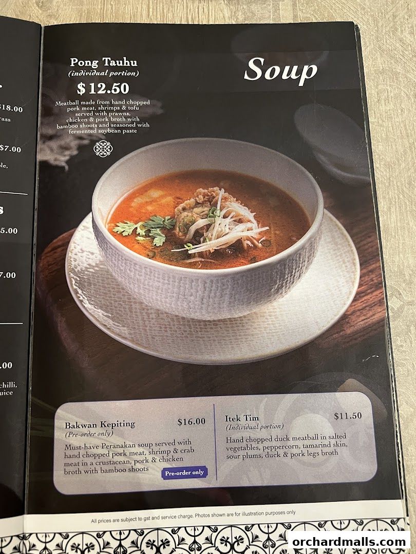 Menu page for Bonding Kitchen Orchard Singapore