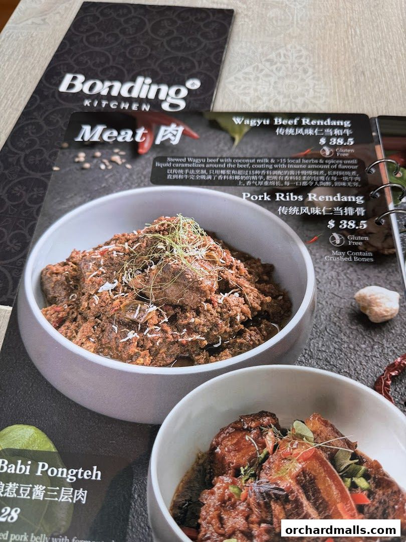 Menu page for Bonding Kitchen Orchard Singapore