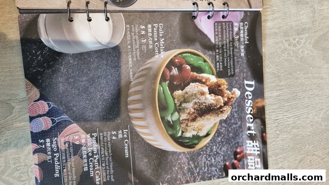 Menu page for Bonding Kitchen Orchard Singapore