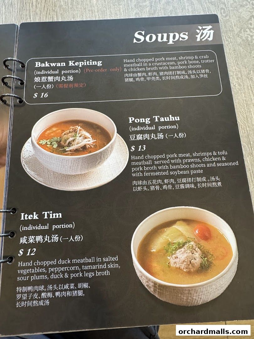 Menu page for Bonding Kitchen Orchard Singapore