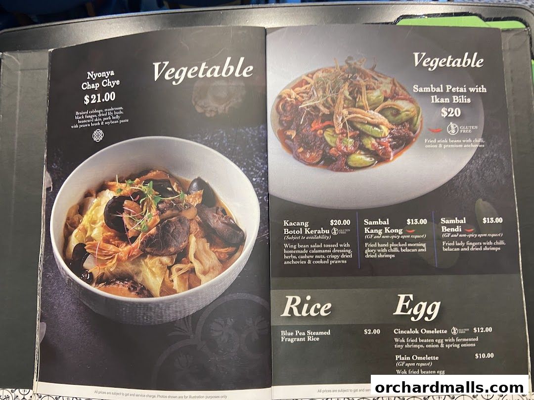 Menu page for Bonding Kitchen Orchard Singapore