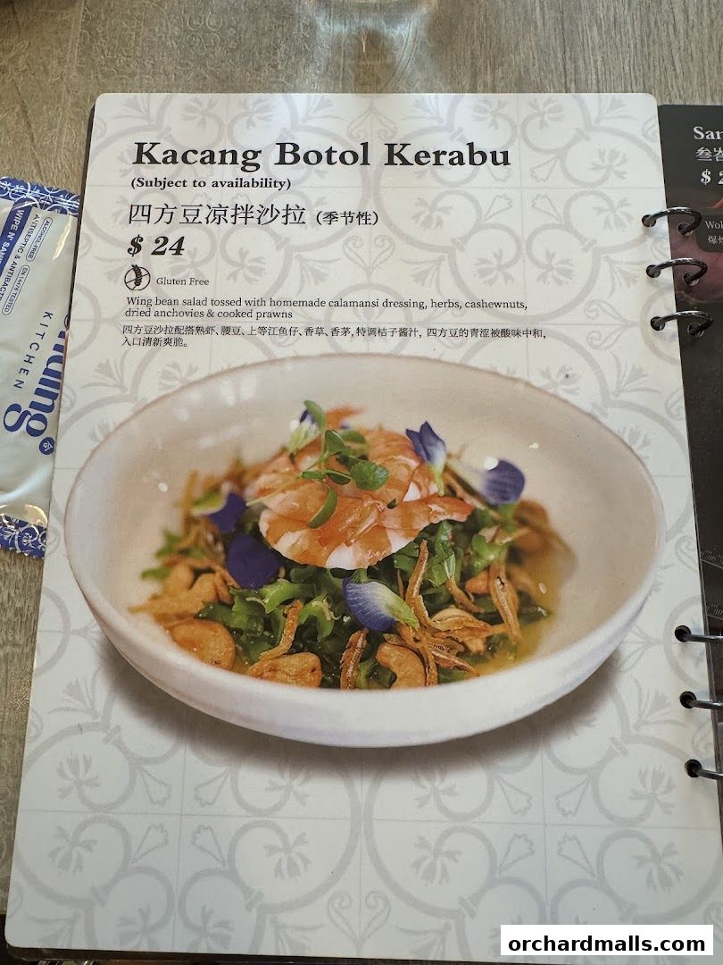 Menu page for Bonding Kitchen Orchard Singapore