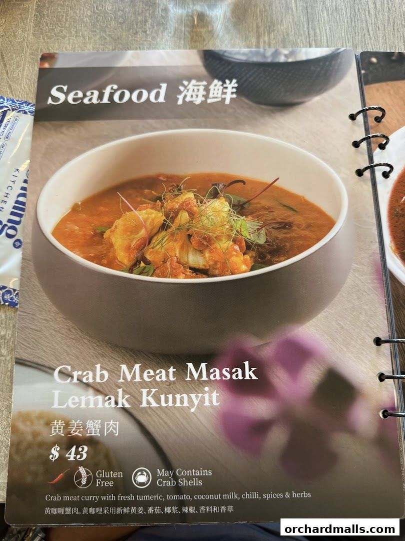 Menu page for Bonding Kitchen Orchard Singapore