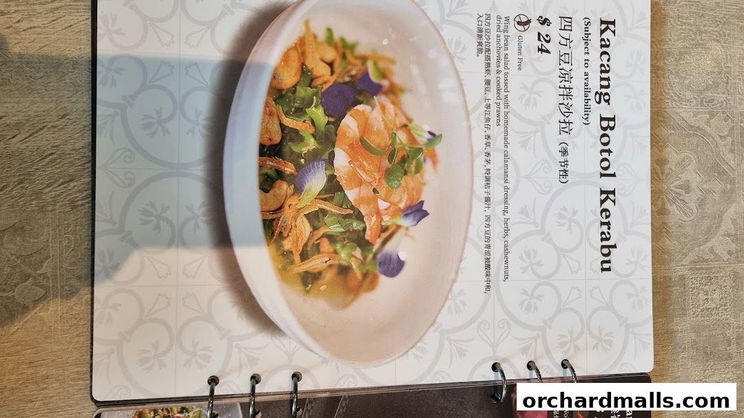 Menu page for Bonding Kitchen Orchard Singapore