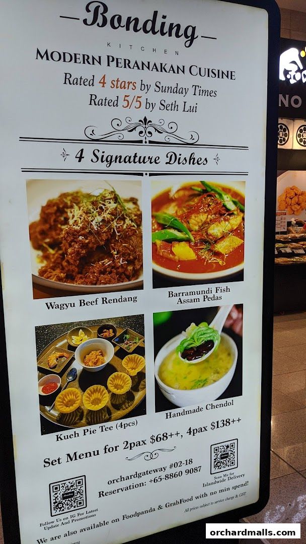 Menu page for Bonding Kitchen Orchard Singapore