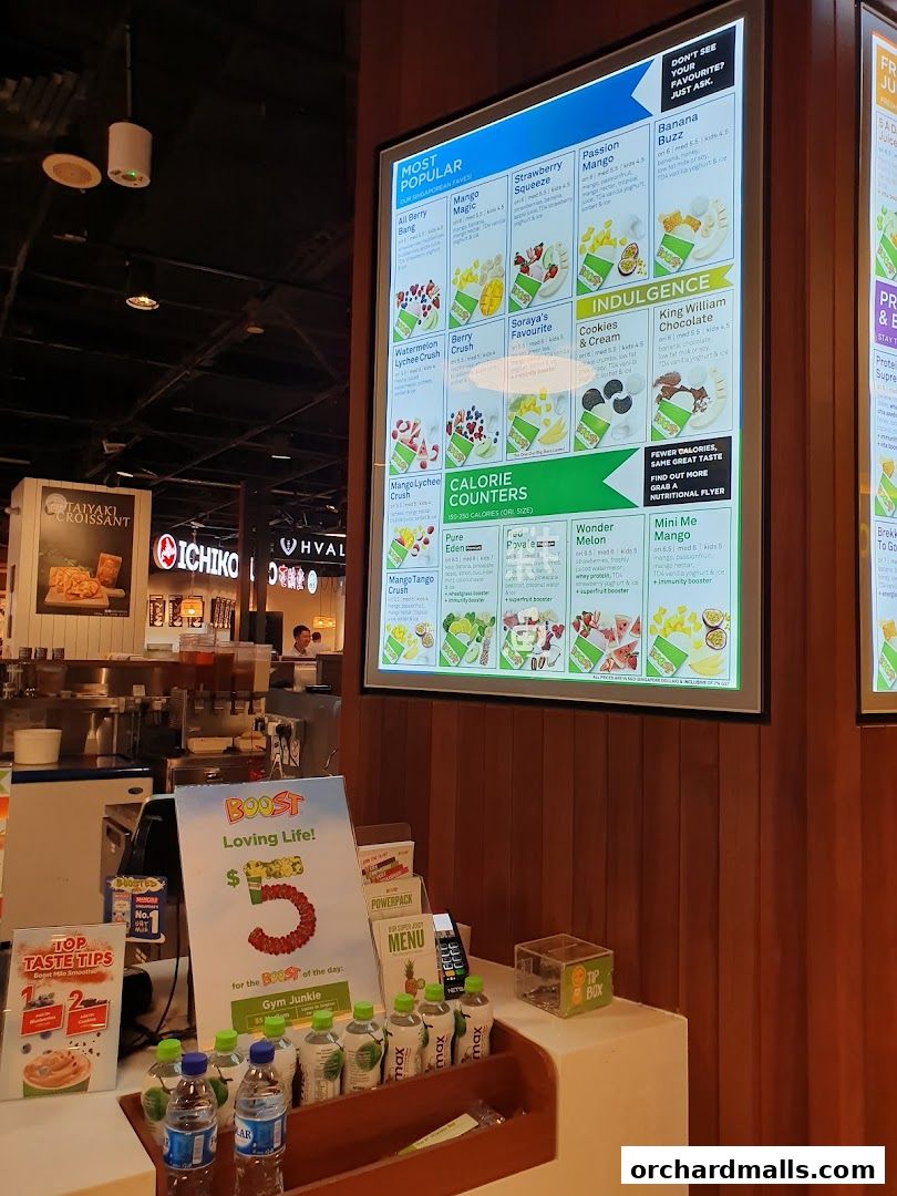 Menu page for Boost Juice  313 Somerset