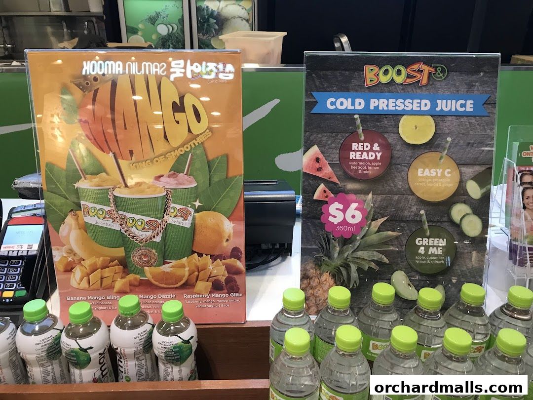 Menu page for Boost Juice  313 Somerset