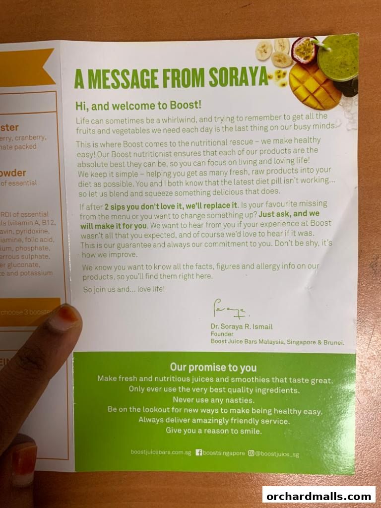 A message from the founder of Boost Juice about their commitment to healthy and delicious products.