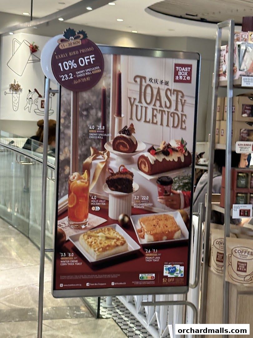 A promotional poster for Toast Box's 'Toasty Yuletide' holiday specials.