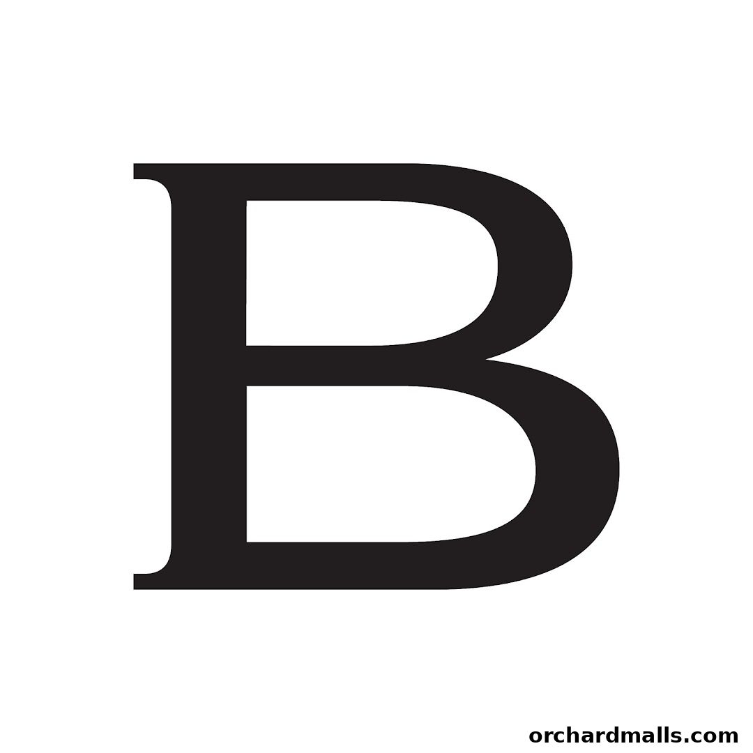 A large black letter B on a white background.