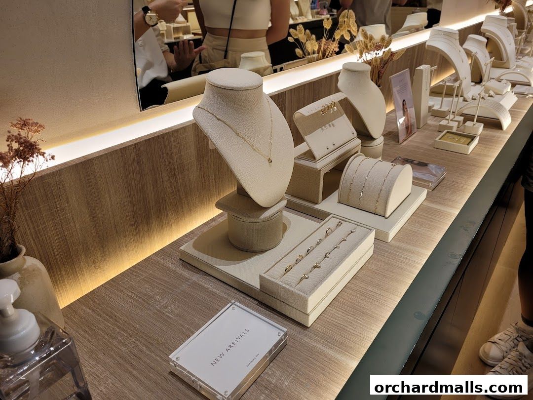 A display of elegant necklaces, bracelets, and rings on mannequins and stands.