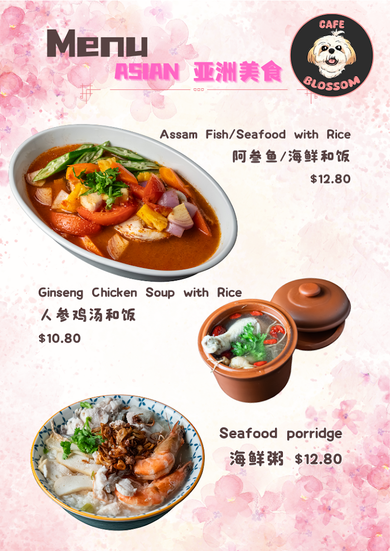 Menu page for Cafe Blossom