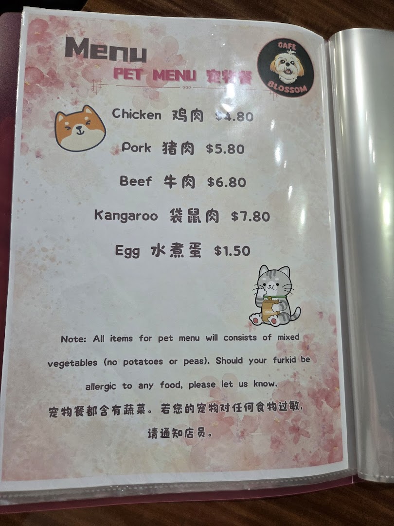 Menu page for Cafe Blossom