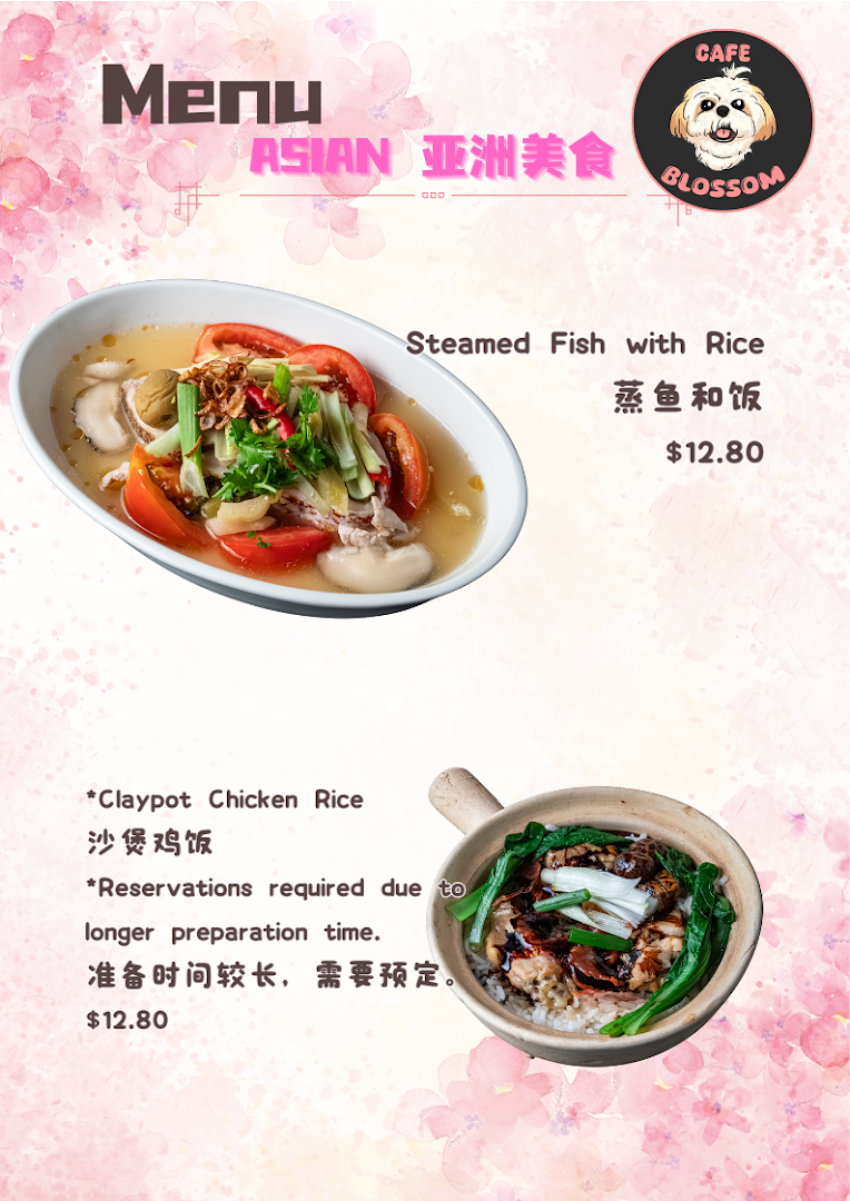 Menu page for Cafe Blossom