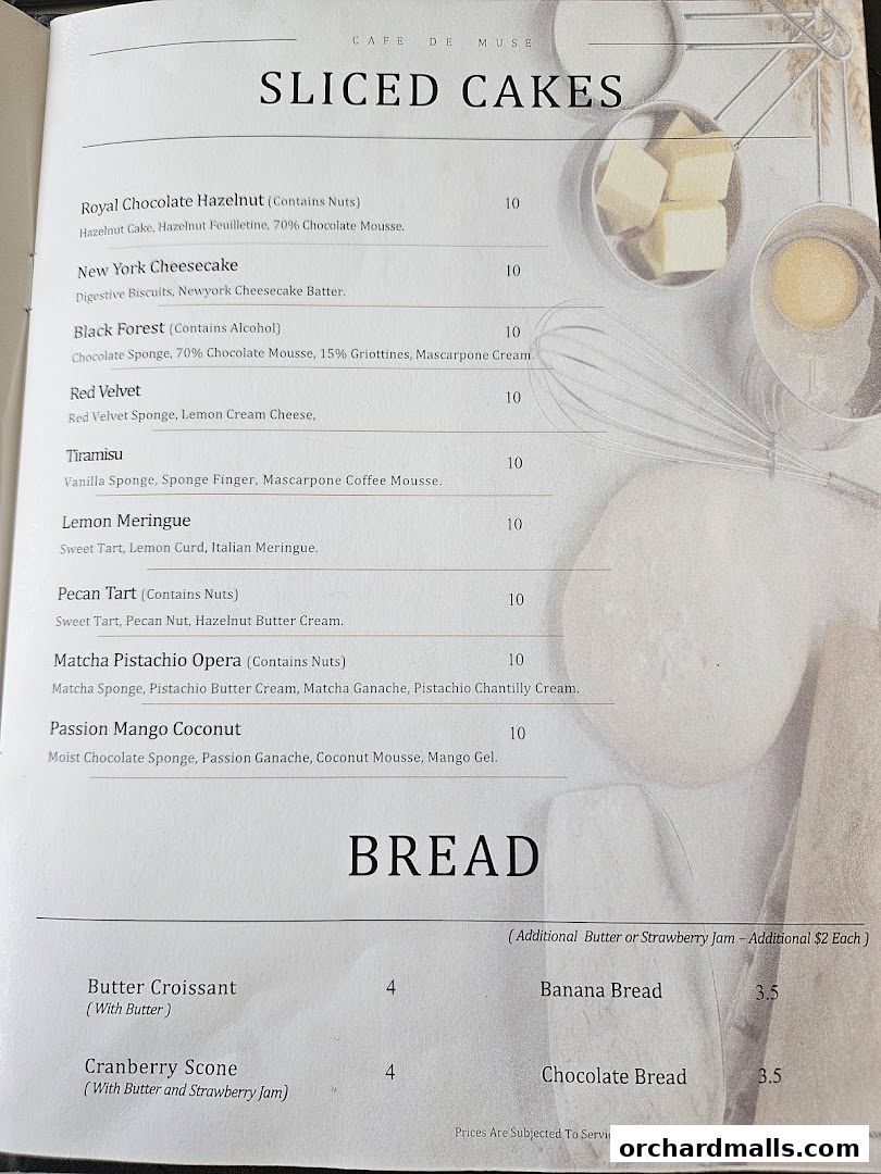 Menu page for Cafe de Muse - The Restaurant