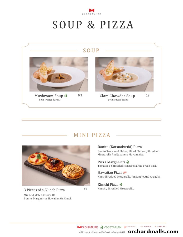 Menu page for Cafe de Muse - The Restaurant