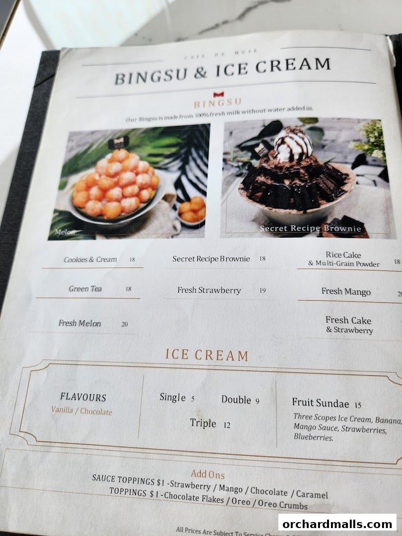 Menu page for Cafe de Muse - The Restaurant