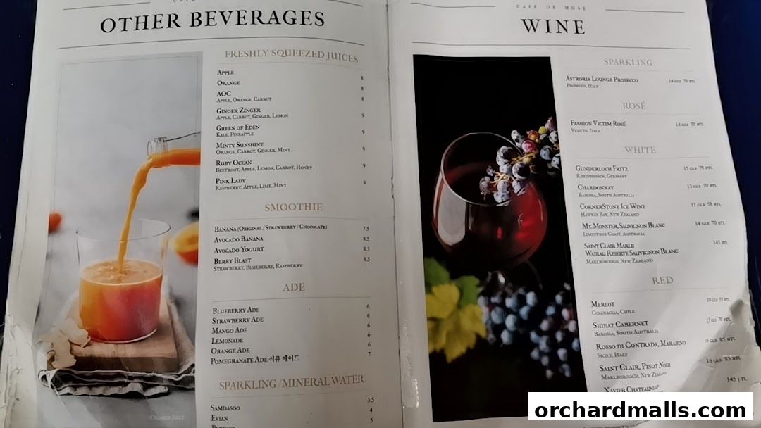 Menu page for Cafe de Muse - The Restaurant