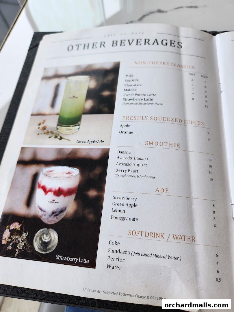 Menu page for Cafe de Muse - The Restaurant