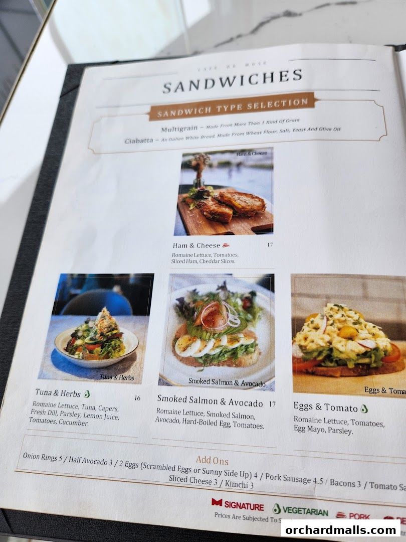 Menu page for Cafe de Muse - The Restaurant