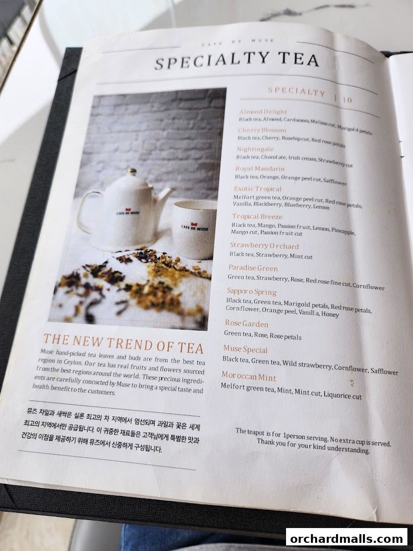 Menu page for Cafe de Muse - The Restaurant