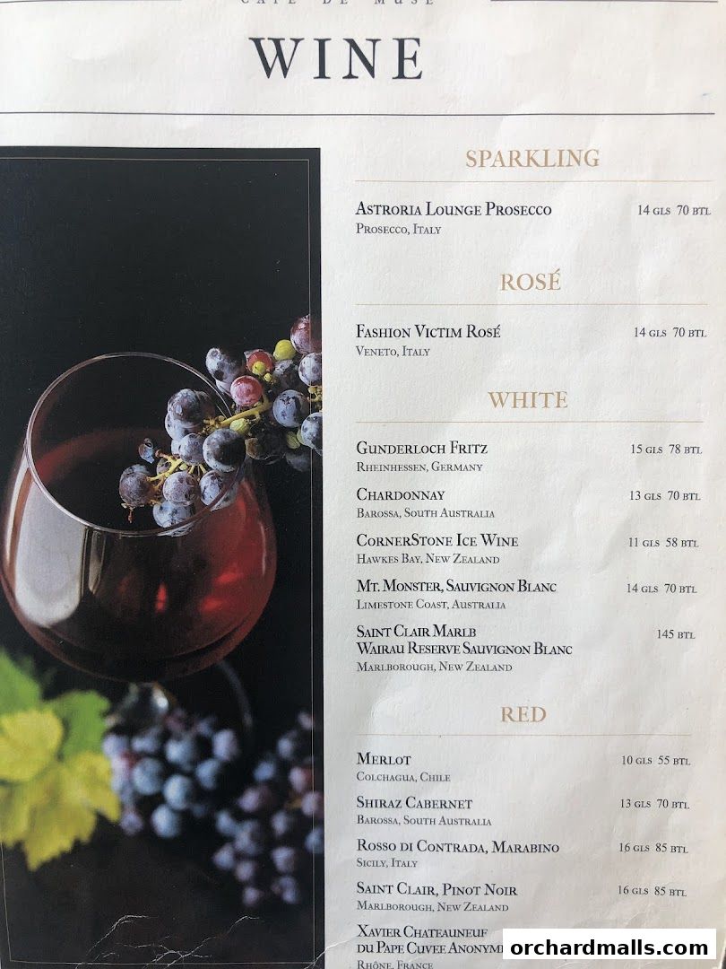 Menu page for Cafe de Muse - The Restaurant