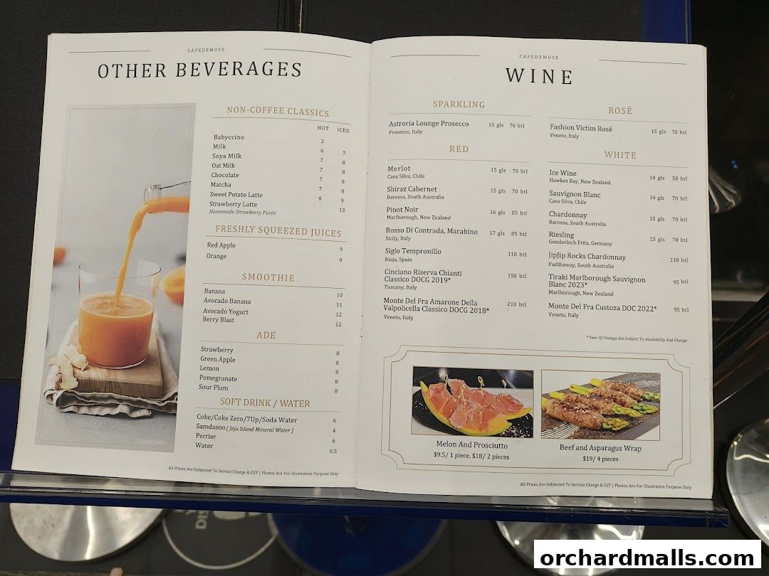 Menu page for Cafe de Muse - The Restaurant