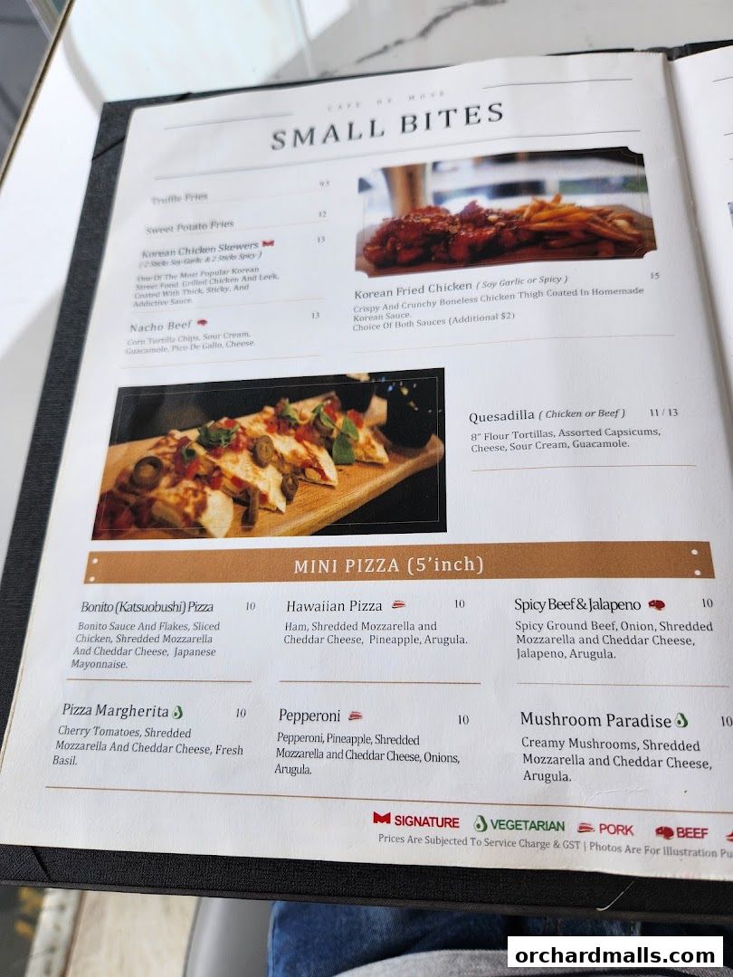 Menu page for Cafe de Muse - The Restaurant