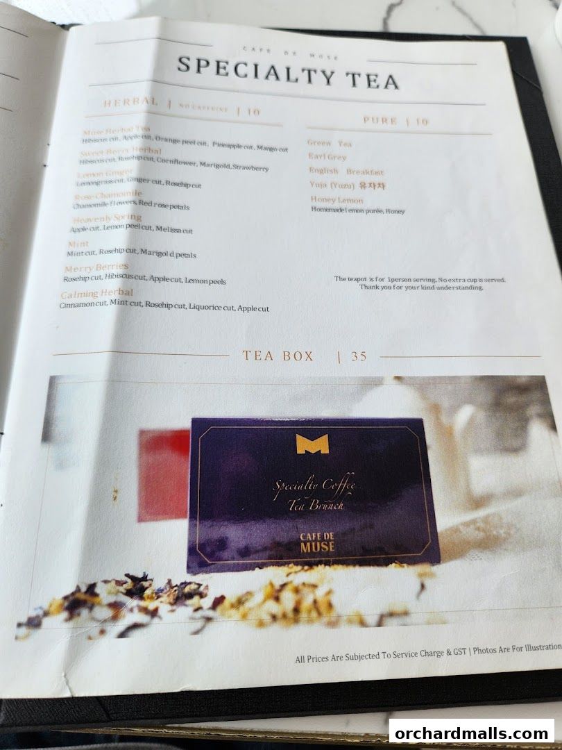 Menu page for Cafe de Muse - The Restaurant