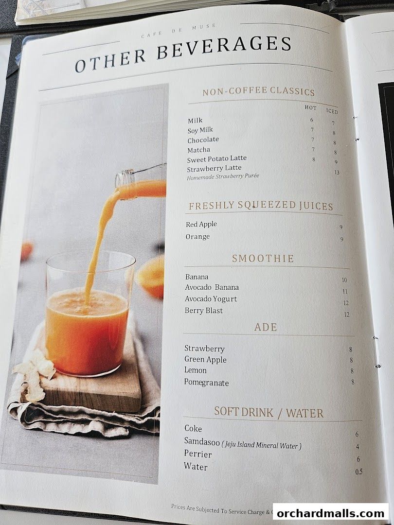 Menu page for Cafe de Muse - The Restaurant