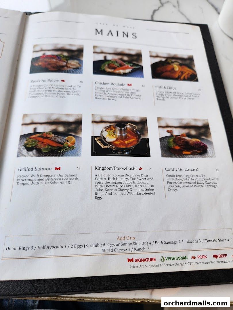 Menu page for Cafe de Muse - The Restaurant