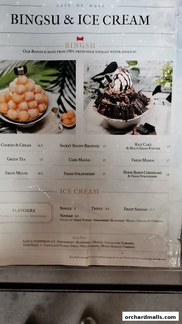 Menu page for Cafe de Muse - The Restaurant