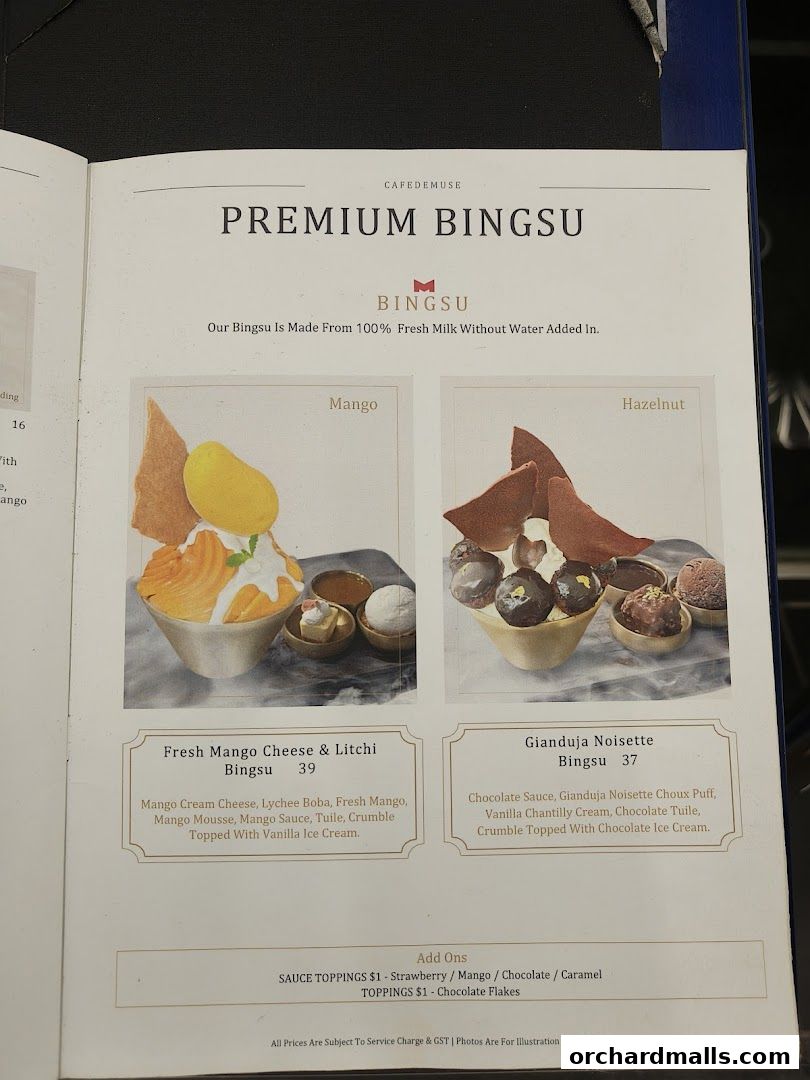 Menu page for Cafe de Muse - The Restaurant