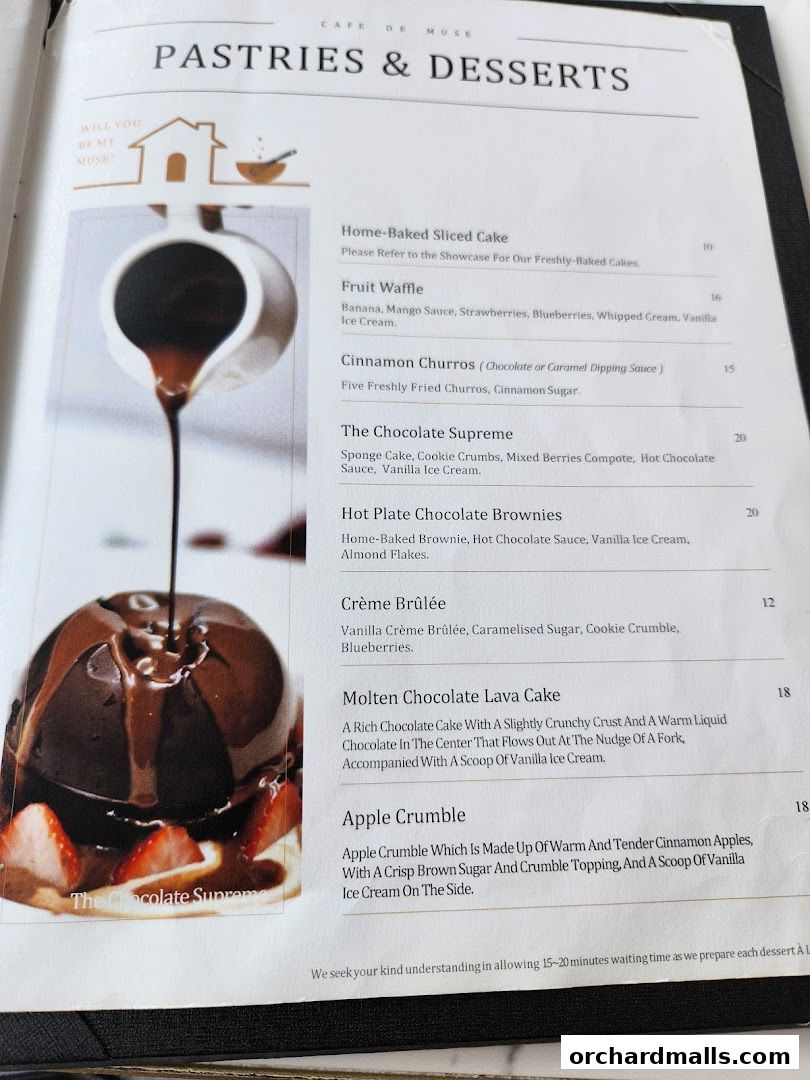 Menu page for Cafe de Muse - The Restaurant