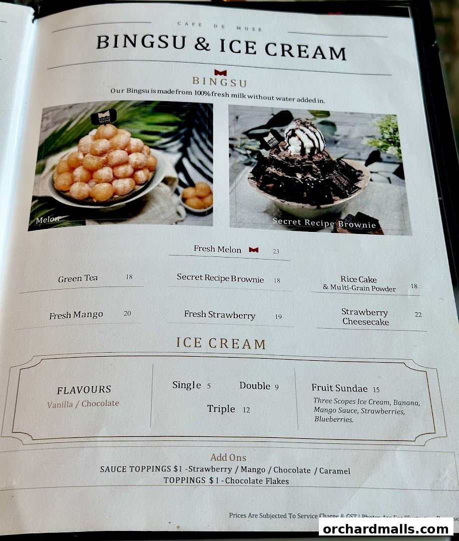 Menu page for Cafe de Muse - The Restaurant