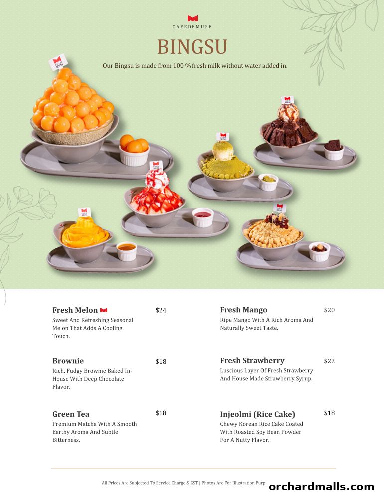 Menu page for Cafe de Muse - The Restaurant