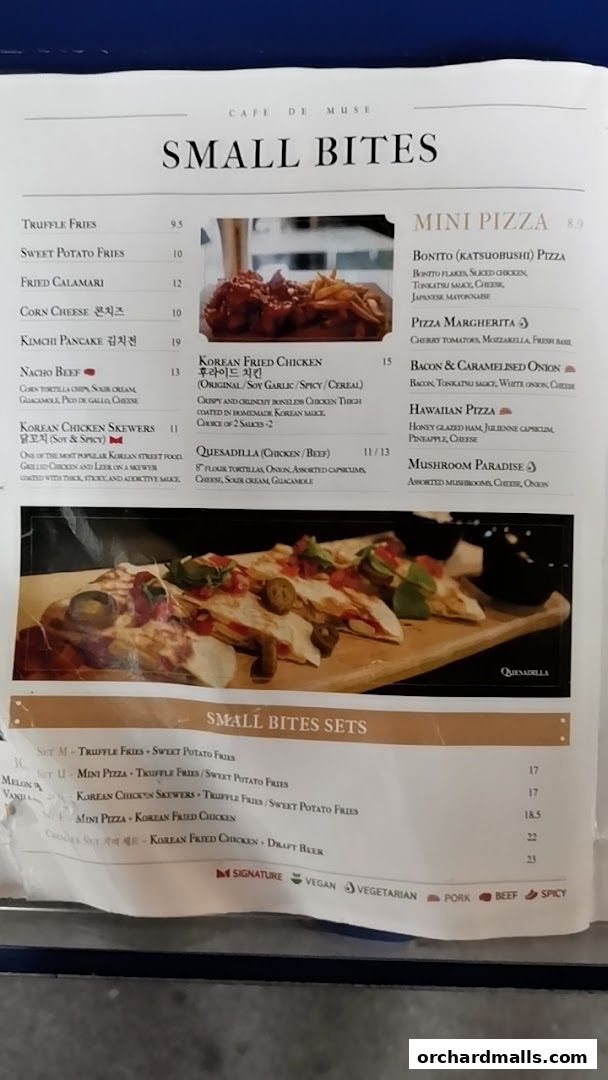 Menu page for Cafe de Muse - The Restaurant