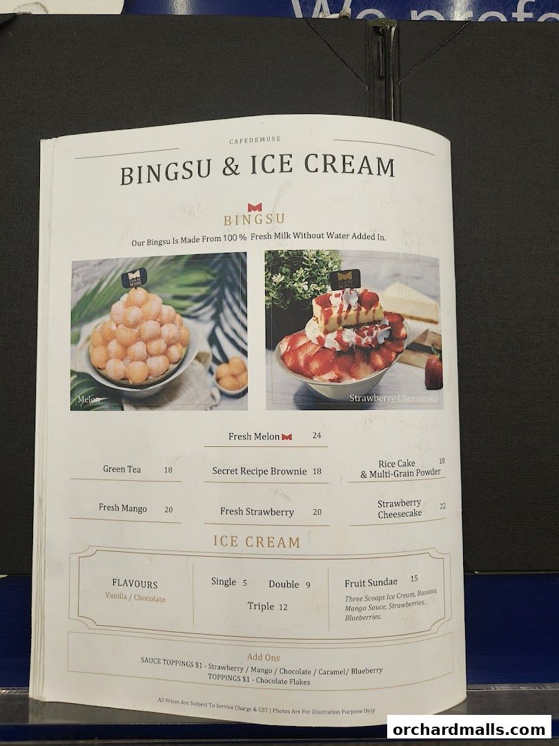 Menu page for Cafe de Muse - The Restaurant