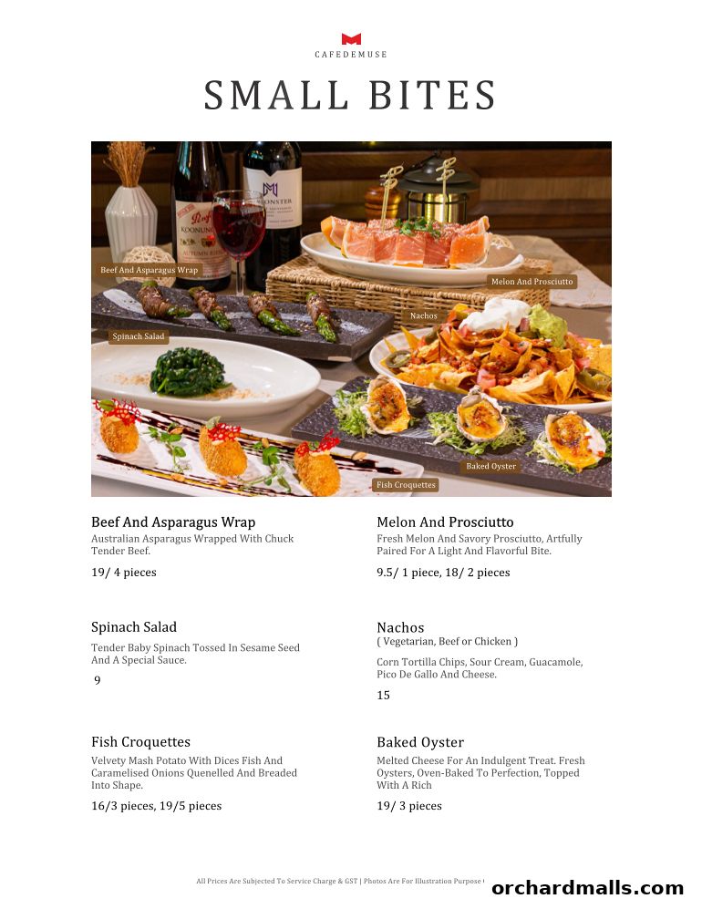 Menu page for Cafe de Muse - The Restaurant
