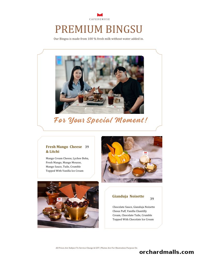 Menu page for Cafe de Muse - The Restaurant