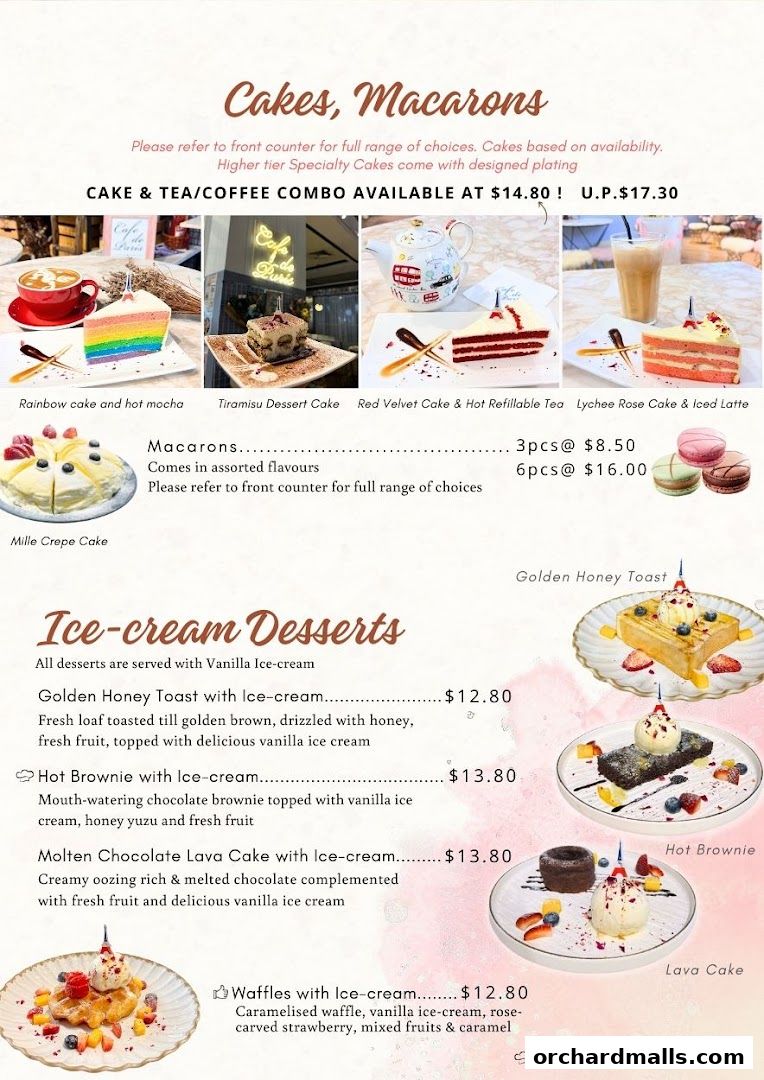 Menu page for Café de Paris