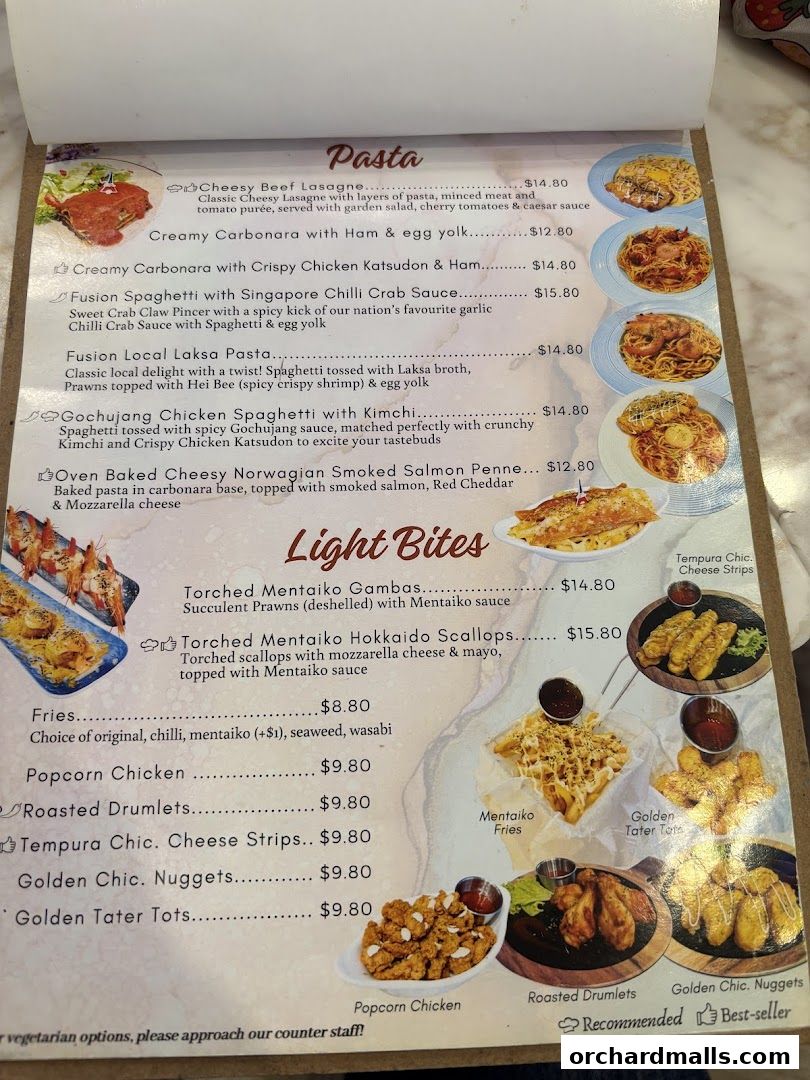 Menu page for Café de Paris