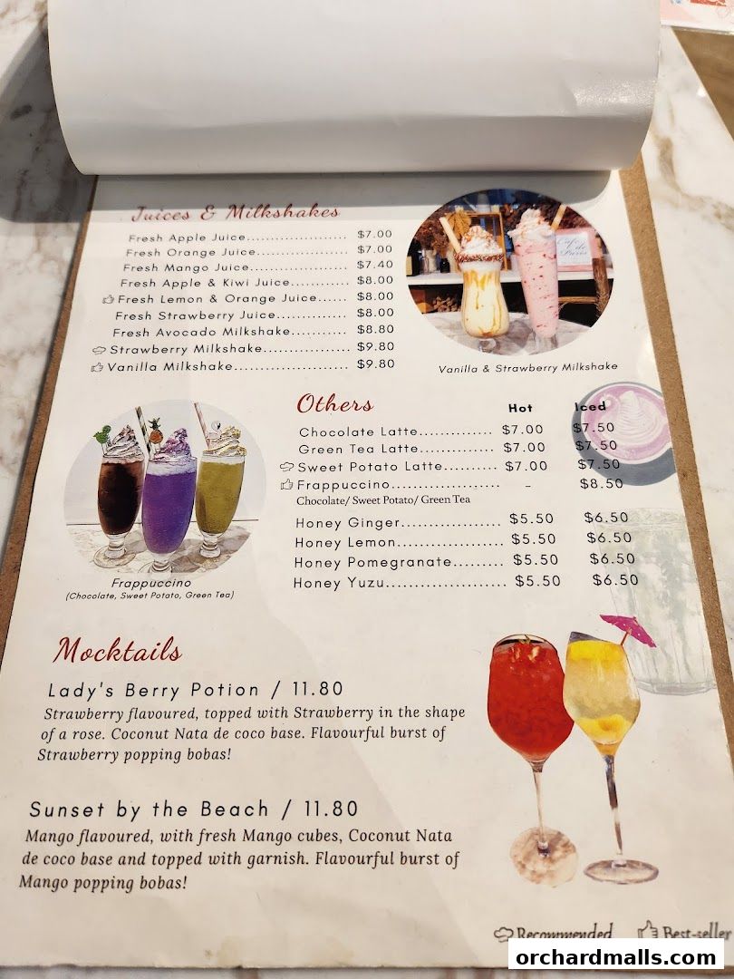 Menu page for Café de Paris