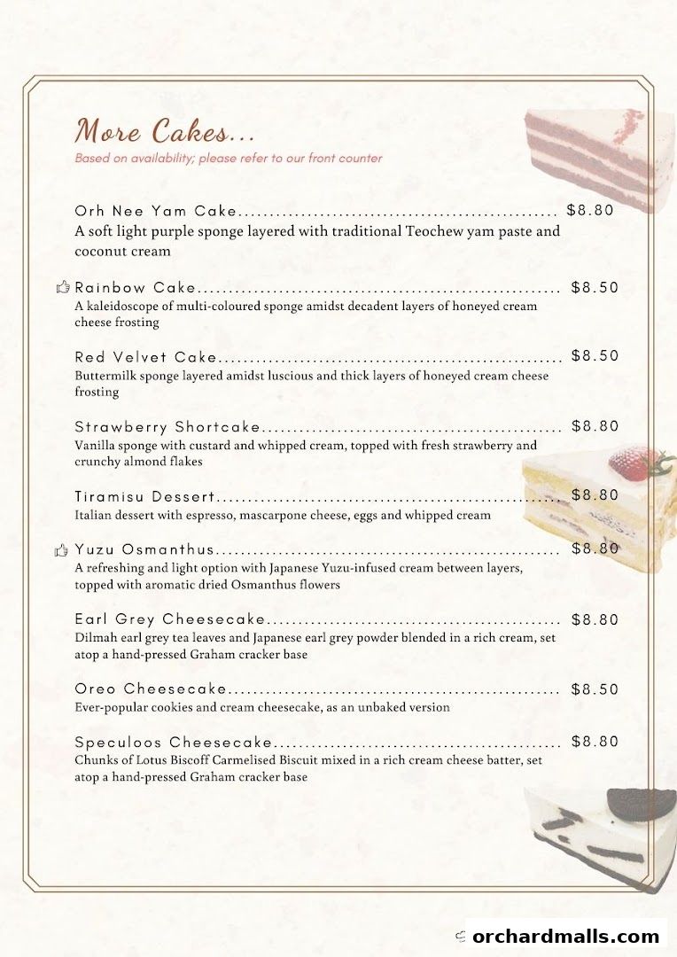 Menu page for Café de Paris