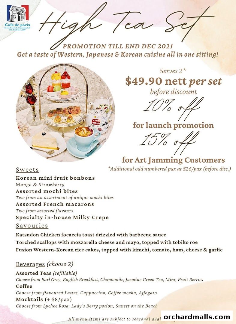 Menu page for Café de Paris