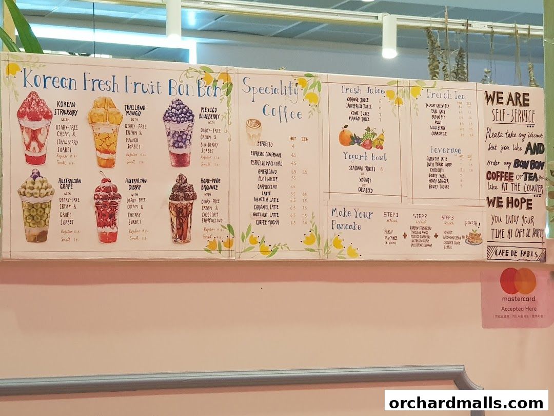 Menu page for Café de Paris