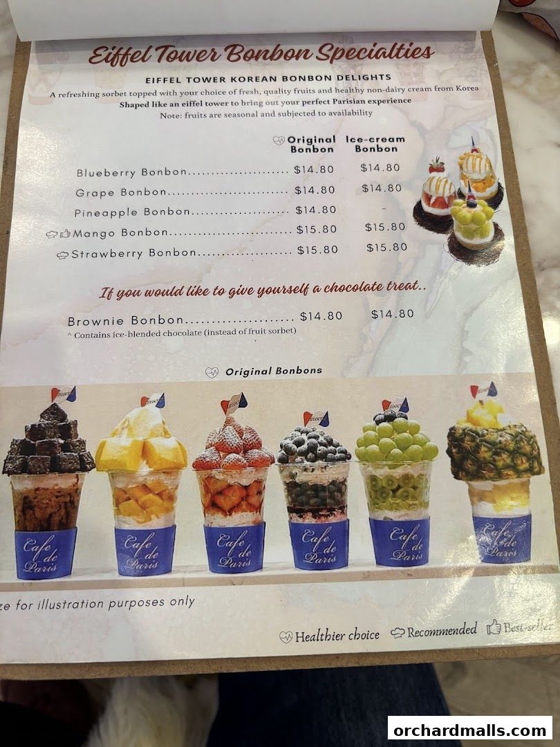 Menu page for Café de Paris